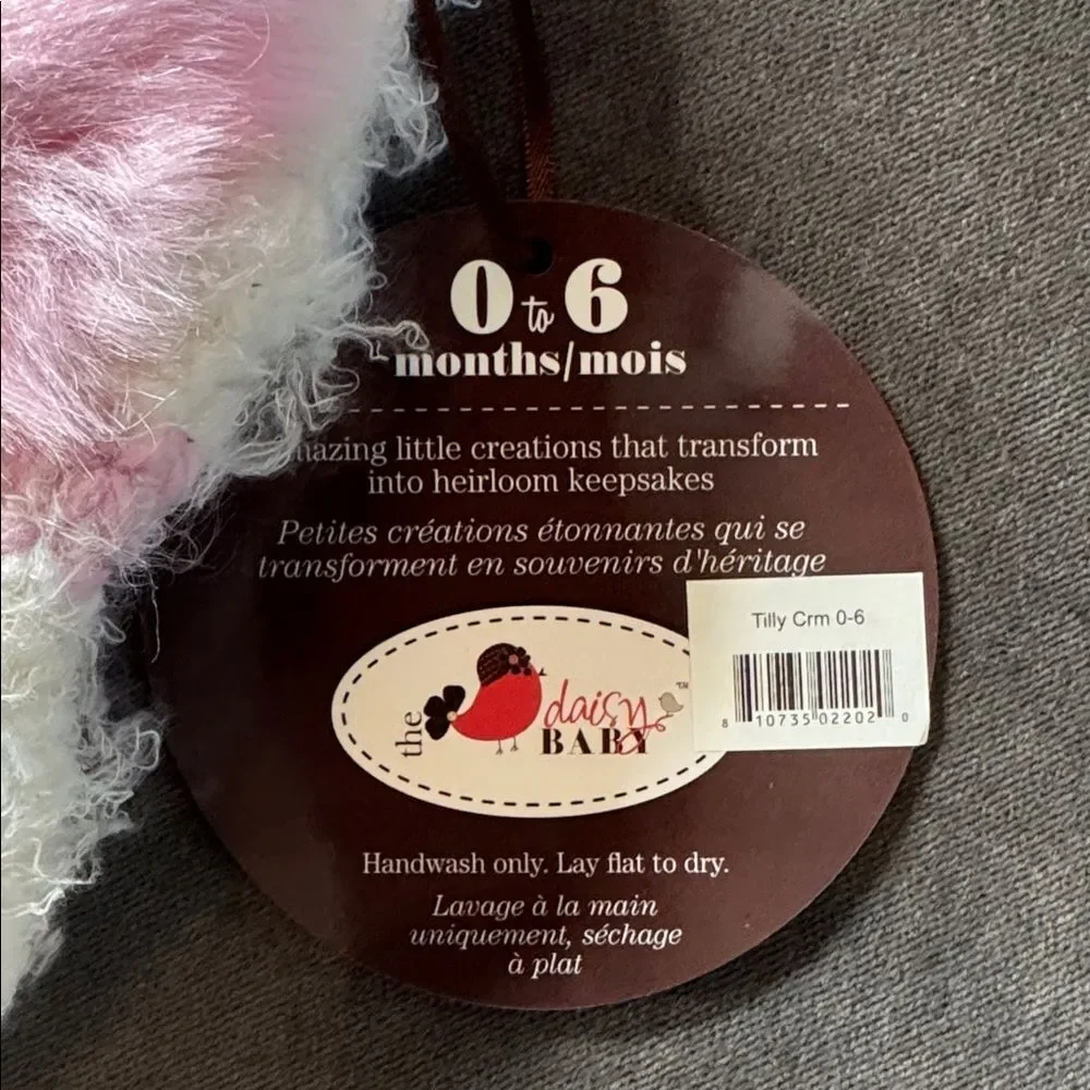Daisy Baby Girls Infant Beanie Hat White Pink Photography 0-6 months NEW
